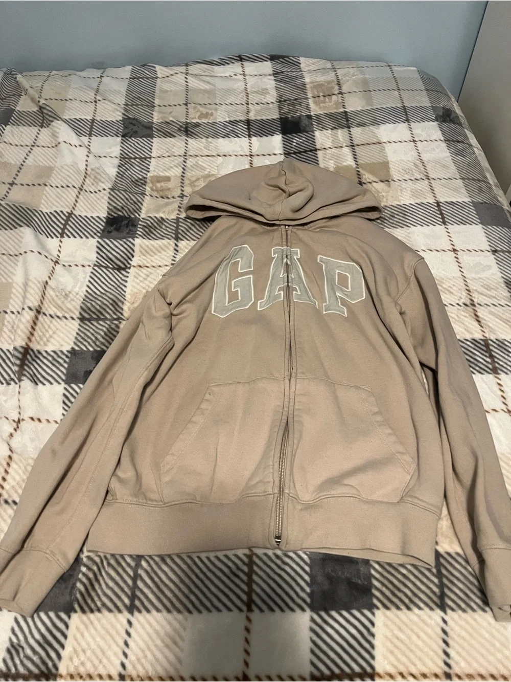 GAP Kids Tan Zip Hoodie with Logo